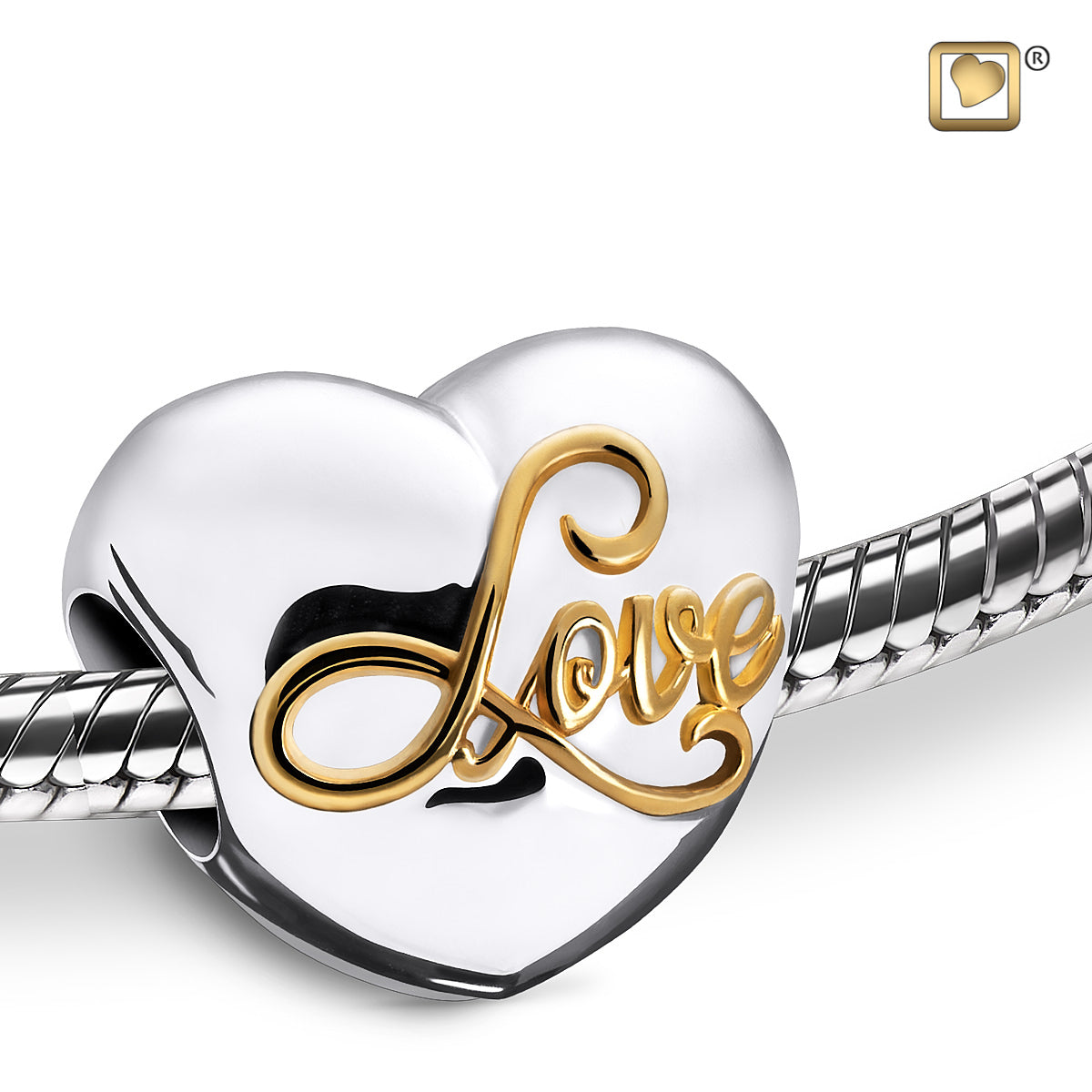 Bead: Spell your Love - Rhodium Plated Gold Vermeil Two Tone