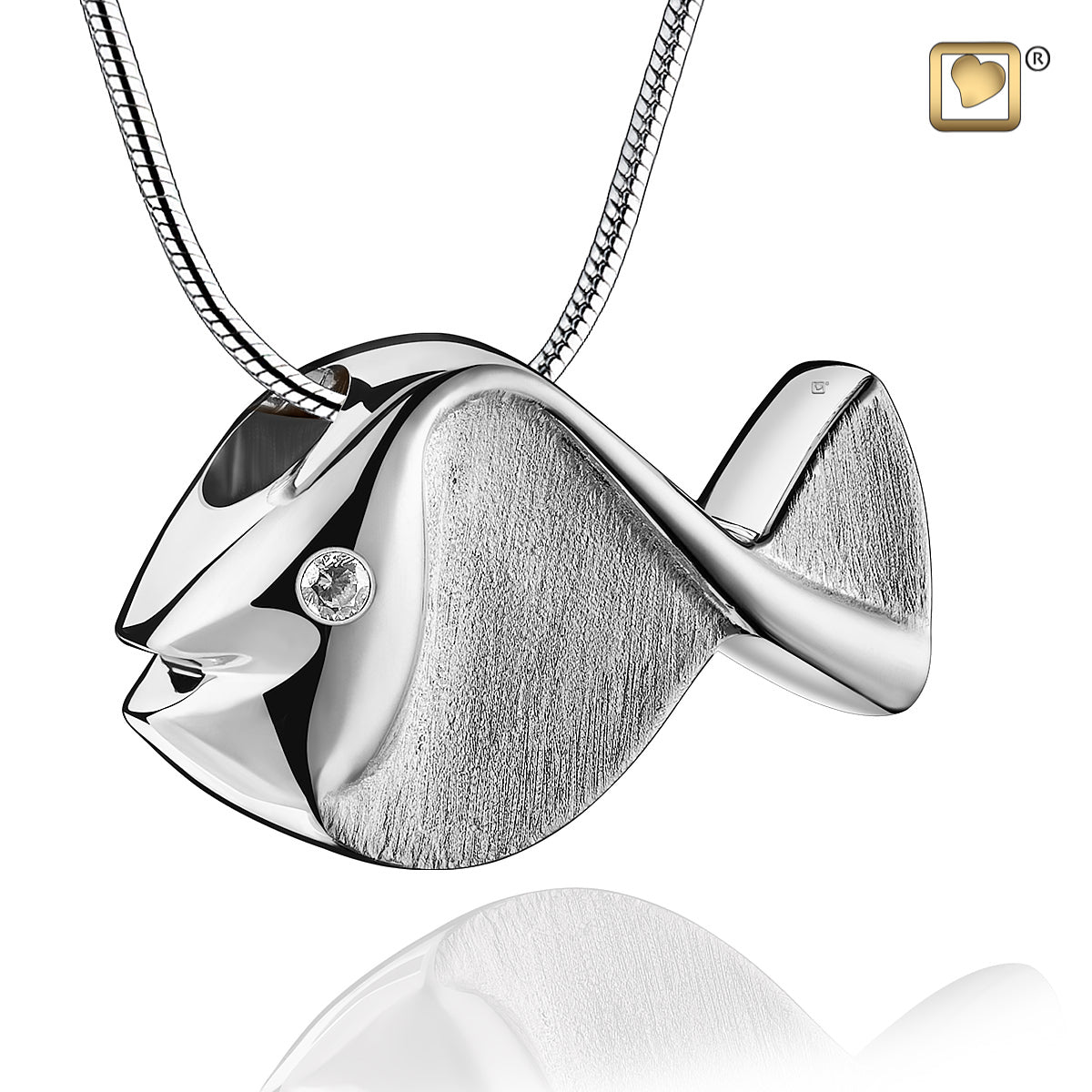Pendant: Fish - Rhodium Plated Two Tone w/Clear Crystal