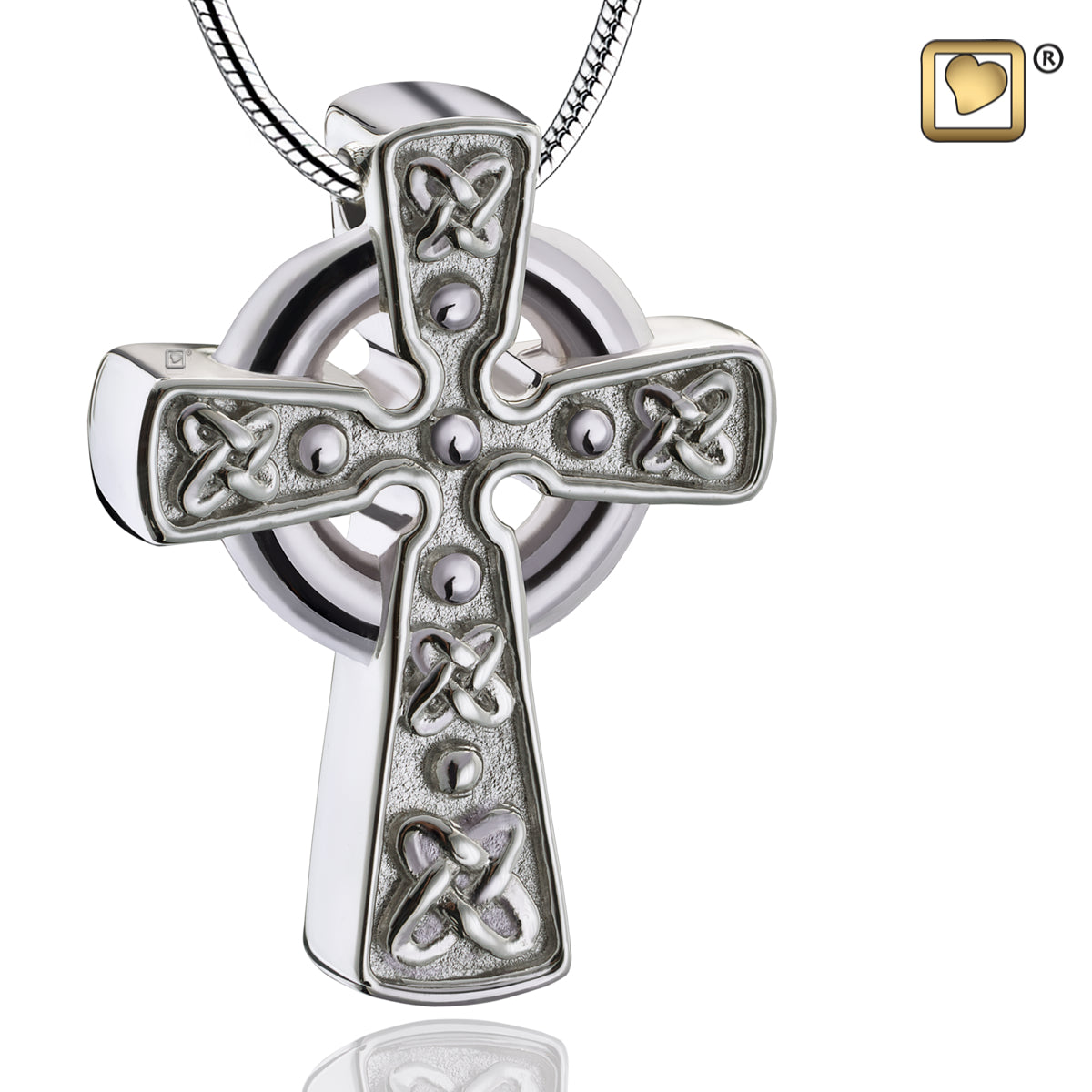 Pendant: Celtic Cross with Knots - Rhodium Plated Two Tone