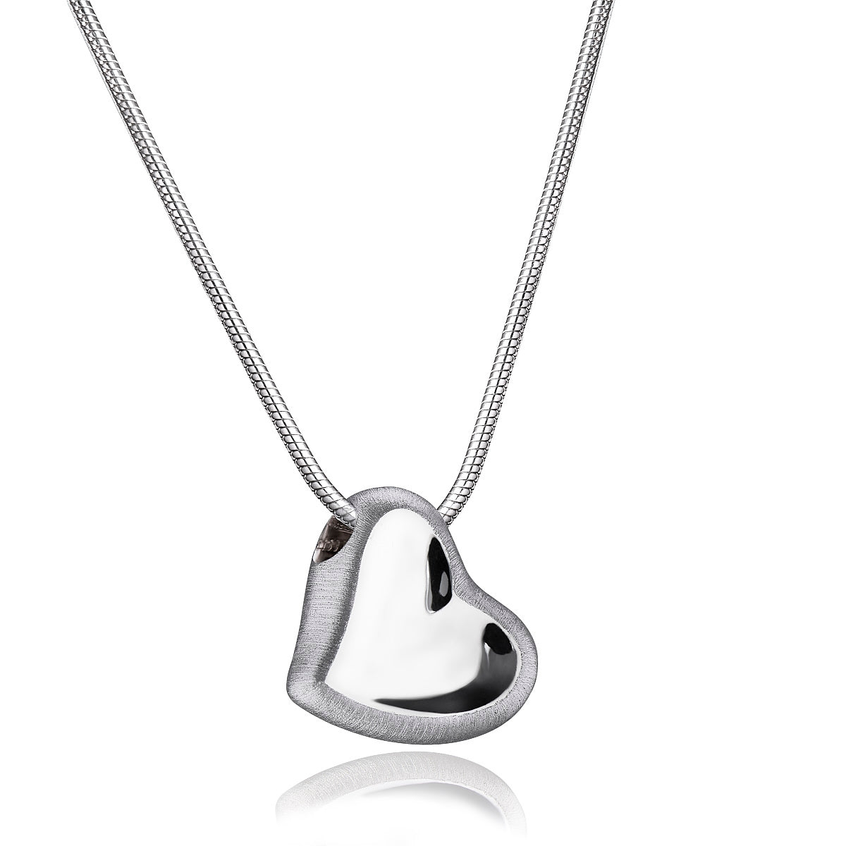 Pendant: Leaning Heart - Rhodium Plated Two Tone