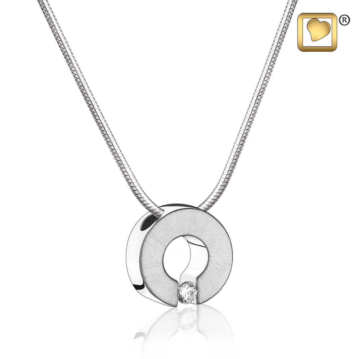 Pendant: Omega - Rhodium Plated Two Tone w/Clear Crystal