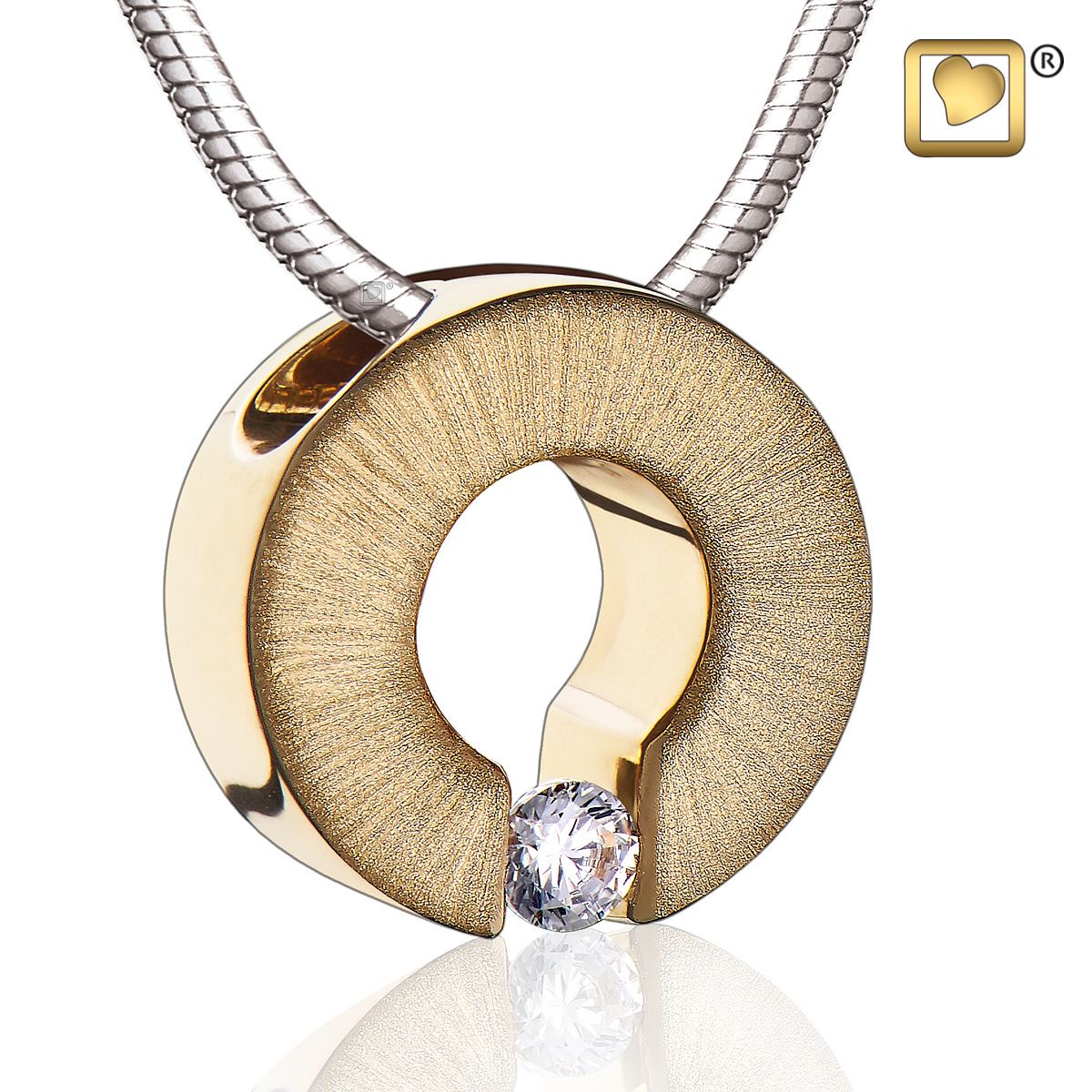 Pendant: Omega - Gold Vermeil Two Tone w/Clear Crystal
