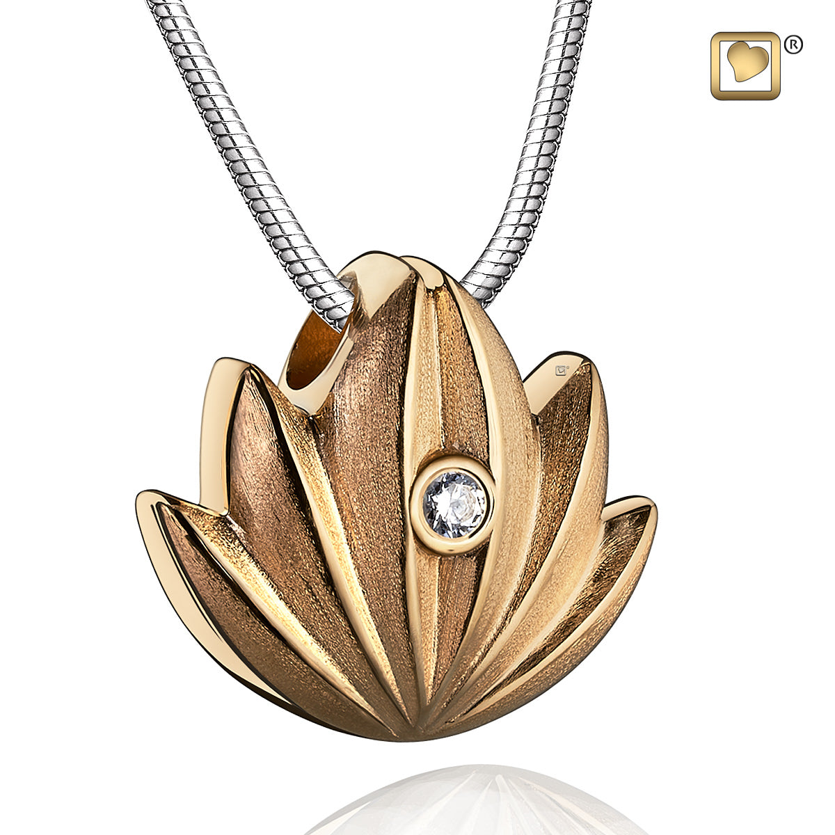 Pendant: Lotus - Gold Vermeil Two Tone w/Clear Crystal