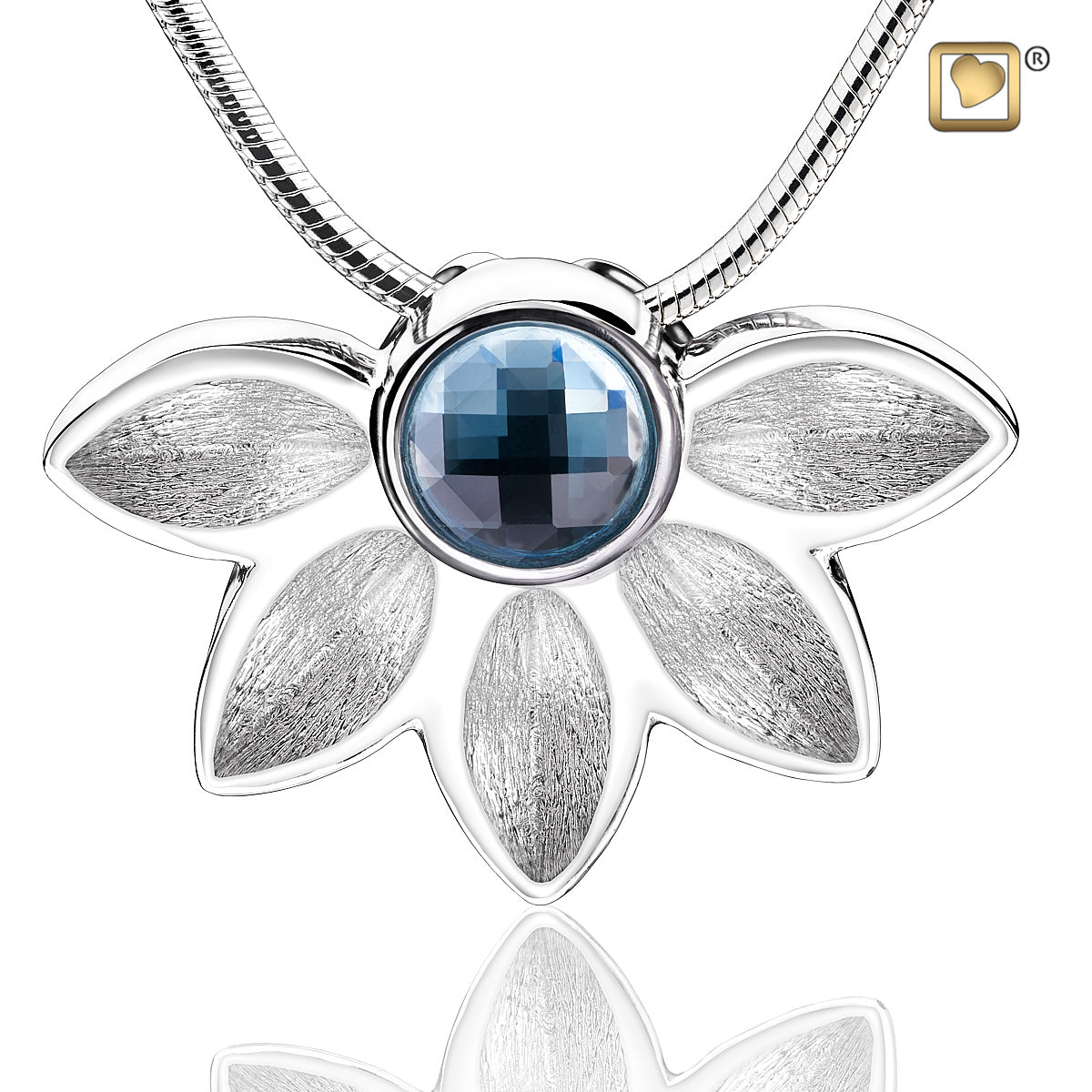 Pendant:  Azure - Rhodium Plated Two Tone w/Blue Crystal