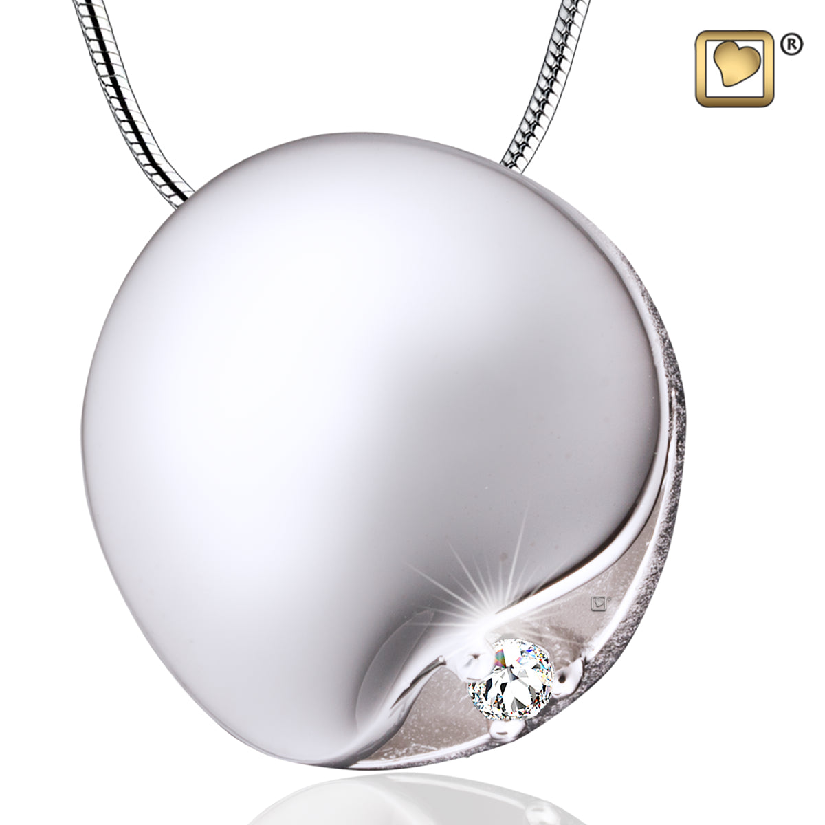 Pendant: Circle w/Crystal - Rhodium Plated Two Tone